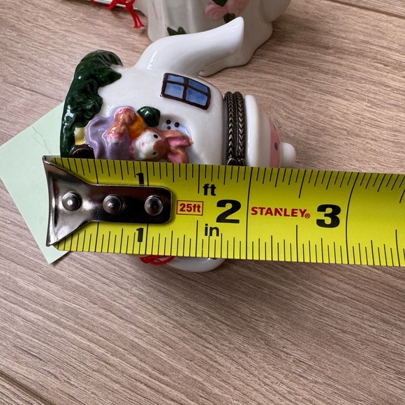 2 Vintage Teapot Trinket Boxes Hinged Porcelain –Floral & Rabbit Cottage Decor - Picture 8 of 9